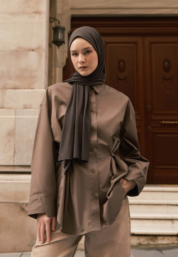 Kod Dikişli Penye Şal - Bitter