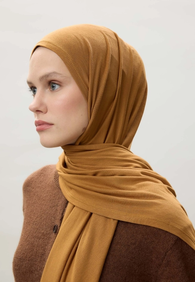 Kod Dikişli Penye Şal - Tarçın