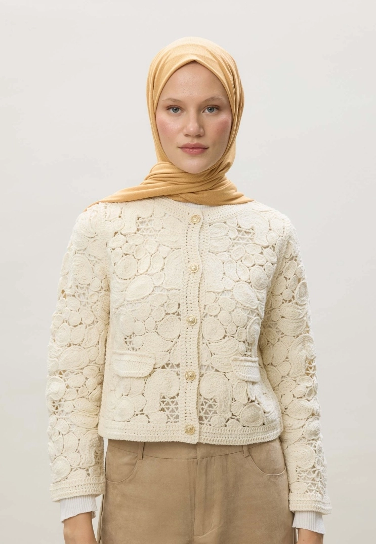 Kod Dikişli Penye Şal - Tatlı Badem