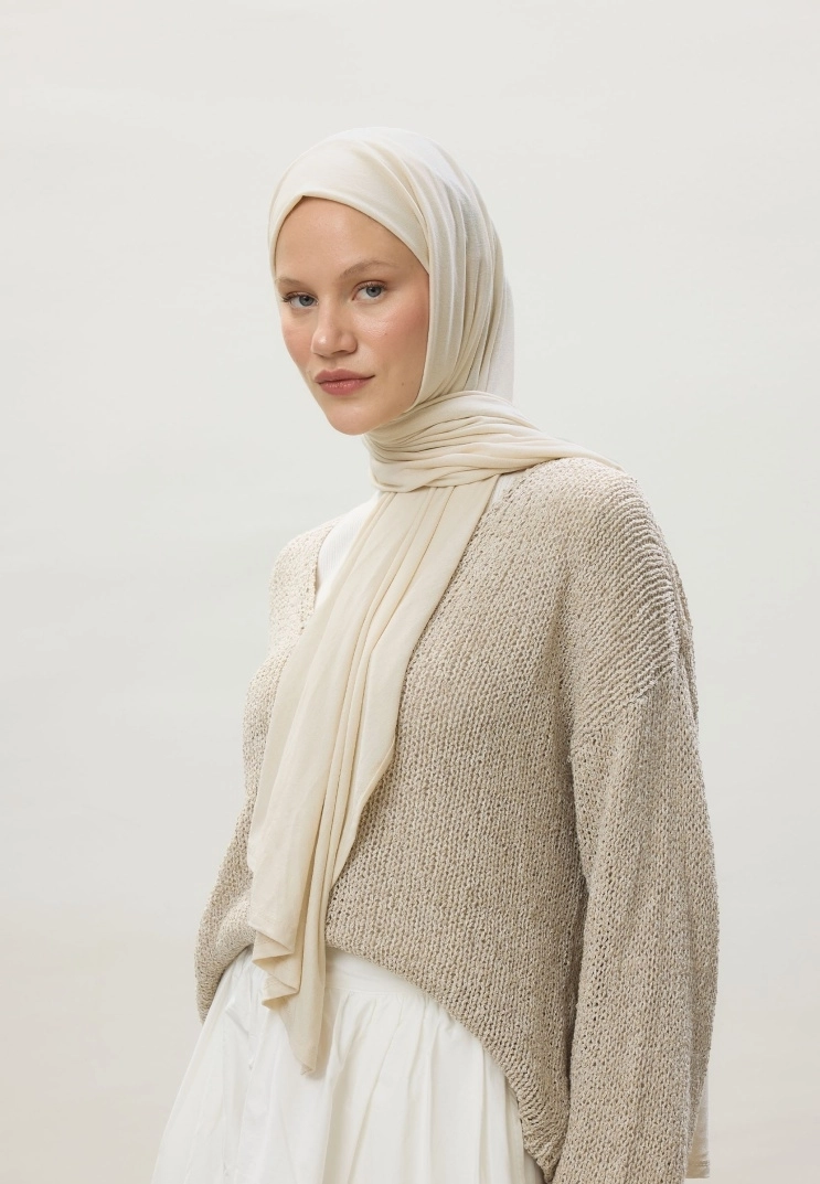 Kod Dikişli Penye Şal - İnci