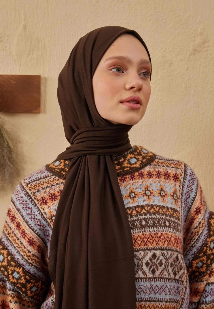 Penye Şal - Koyu Kahve