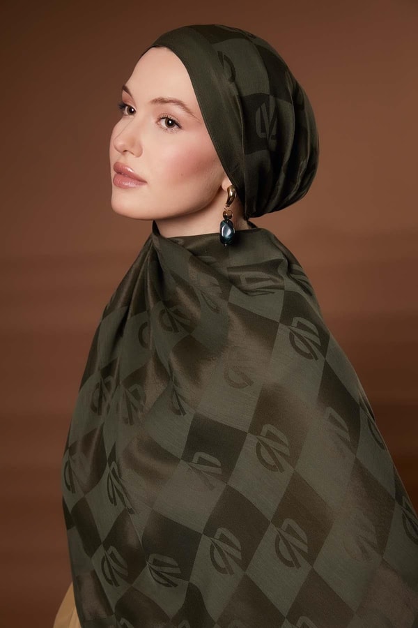 Kare LVD Baskılı Naia Jakar Şal - Yeşil