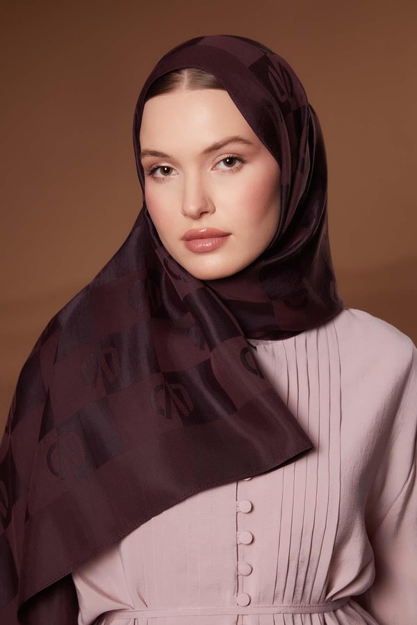 Kare LVD Baskılı Naia Jakar Şal - Mürdüm