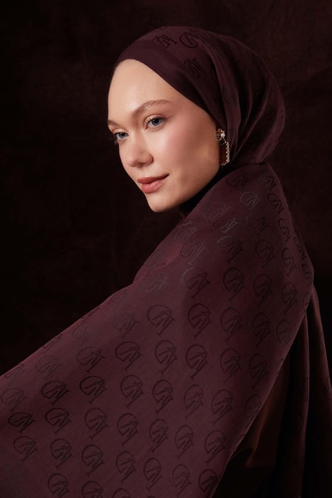 Kare LVD Baskılı Naia Jakar Şal - Mürdüm