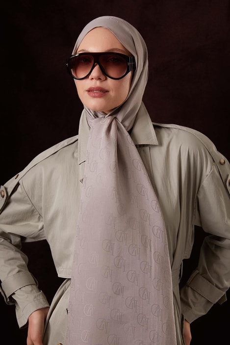 Kare LVD Baskılı Naia Jakar Şal - Taş