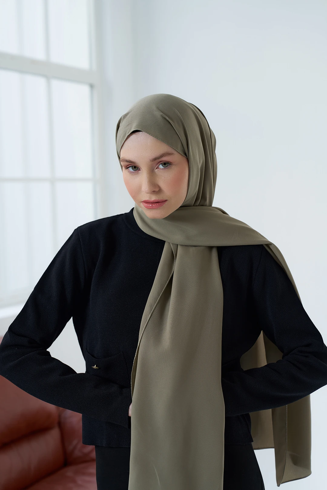 Medine İpeği Eşarp - Antik Bej