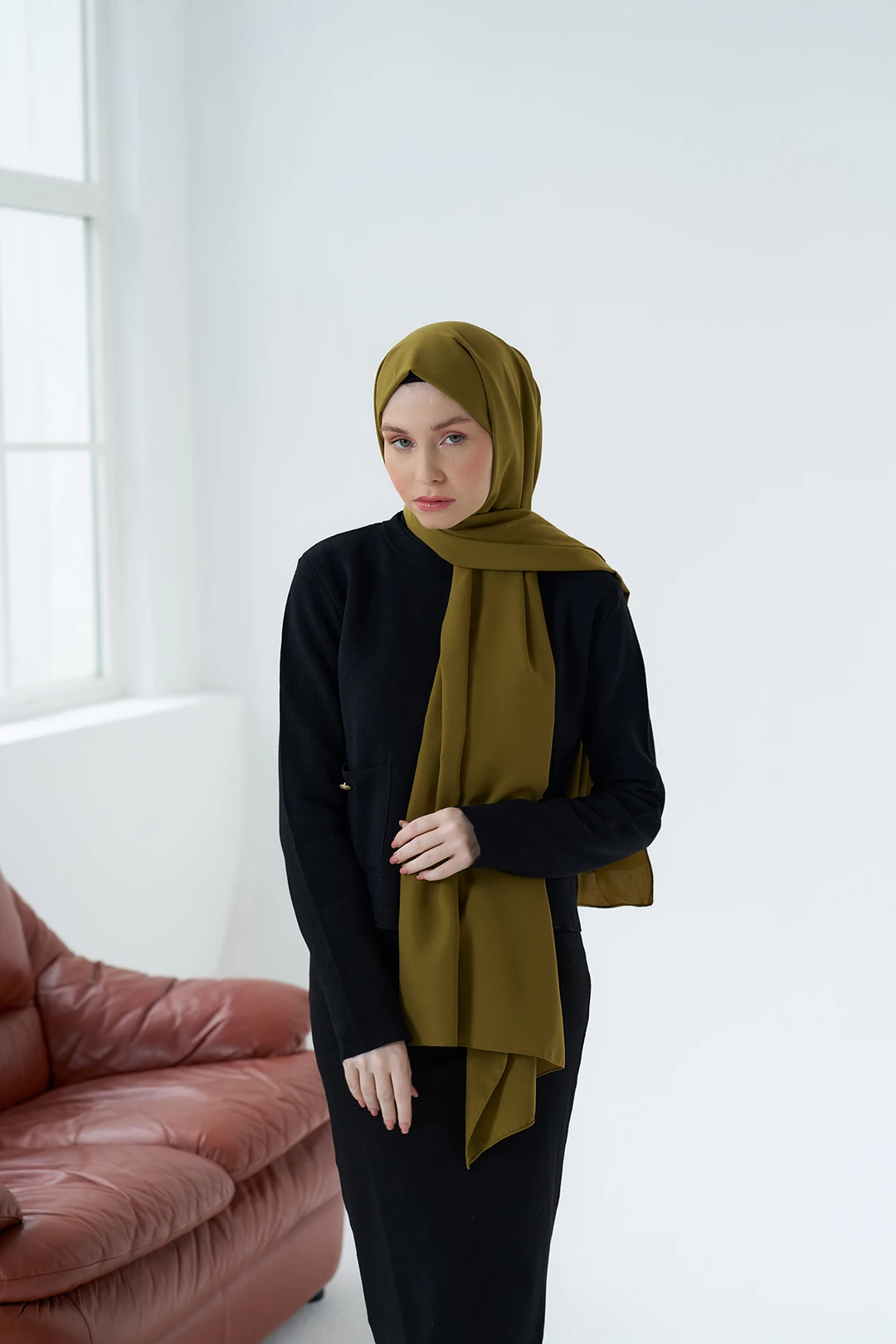 Medine İpeği Eşarp - Koyu Bronz