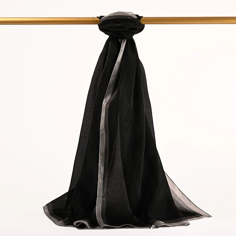 Çizgili Kehribar Şal - Siyah