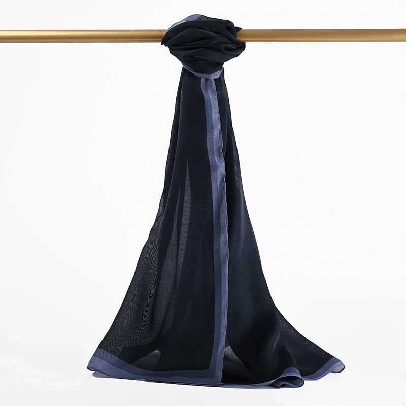 Çizgili Kehribar Şal - Açık Lacivert