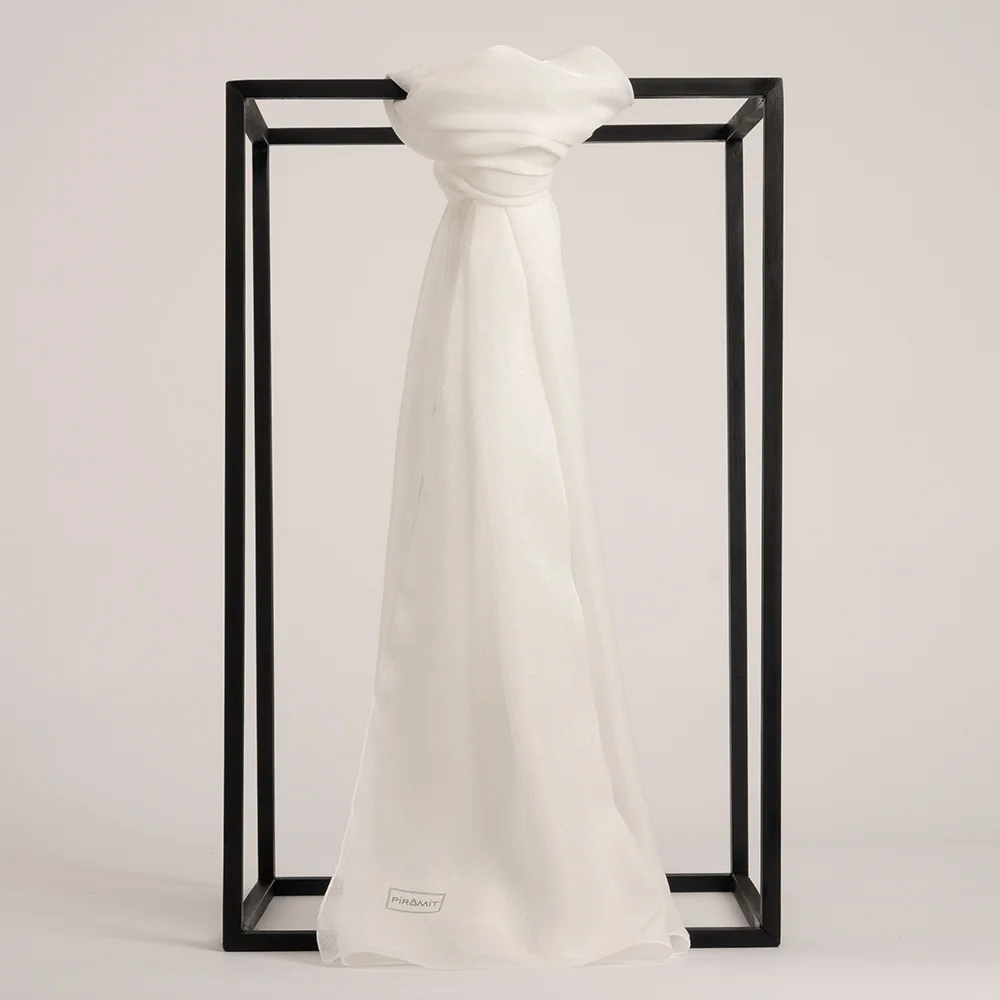 Düz Kehribar Şal - Beyaz