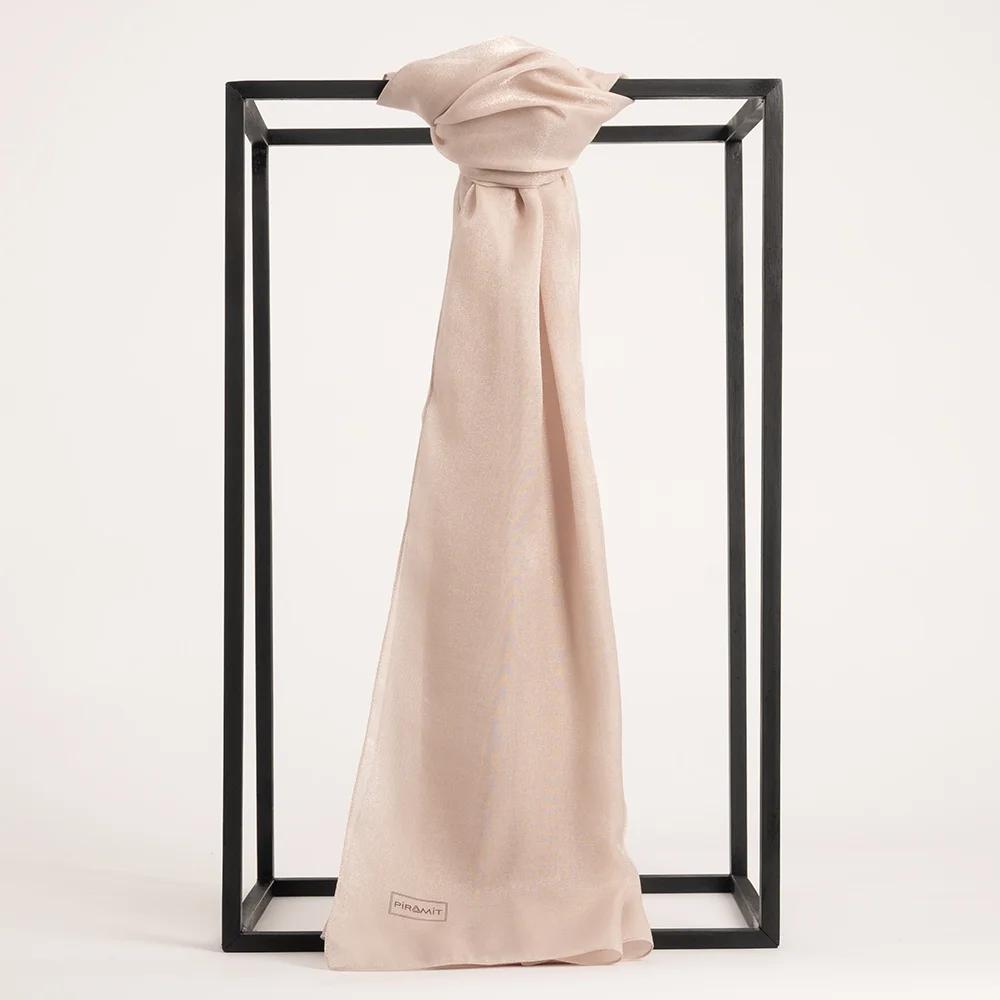 Düz Kehribar Şal - Pudra