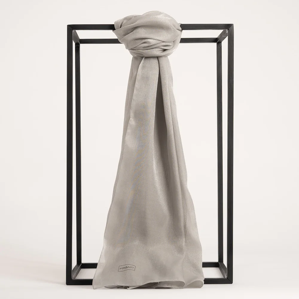 Düz Kehribar Şal - Gümüş Gri