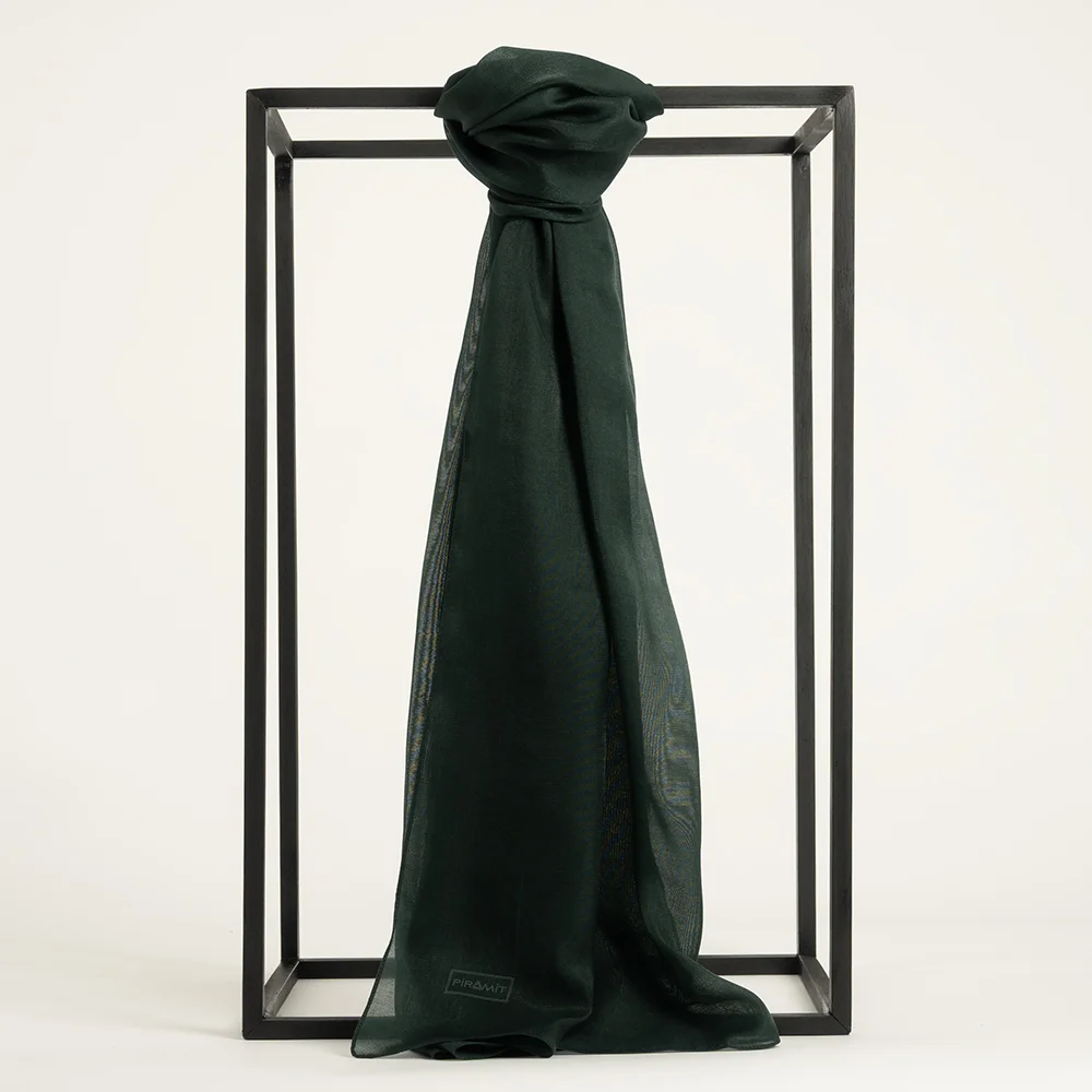 Düz Kehribar Şal - Koyu Zümrüt Yeşili