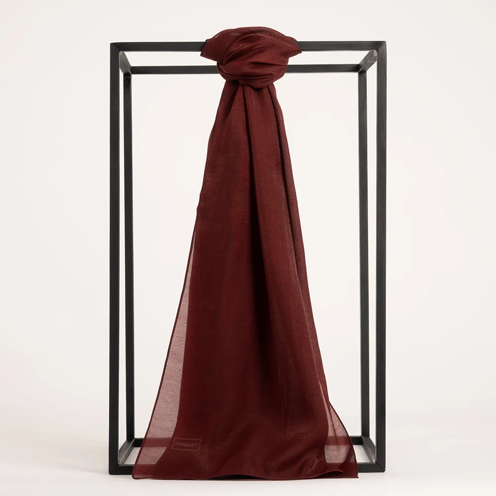 Düz Kehribar Şal - Bordo