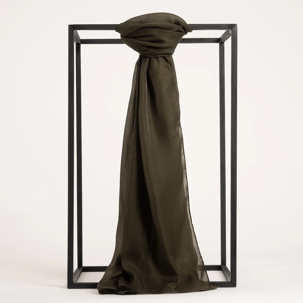 Düz Kehribar Şal - Koyu Haki