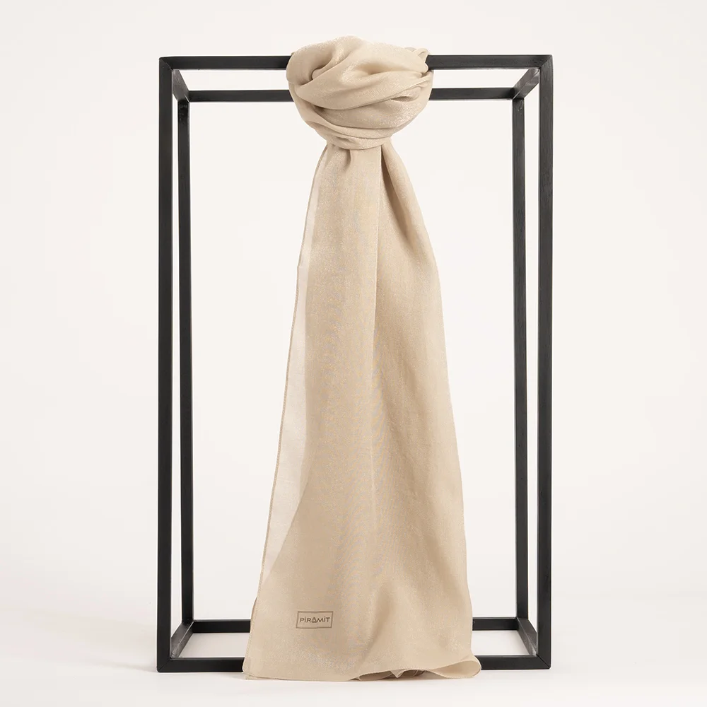 Düz Kehribar Şal - Koyu Bej