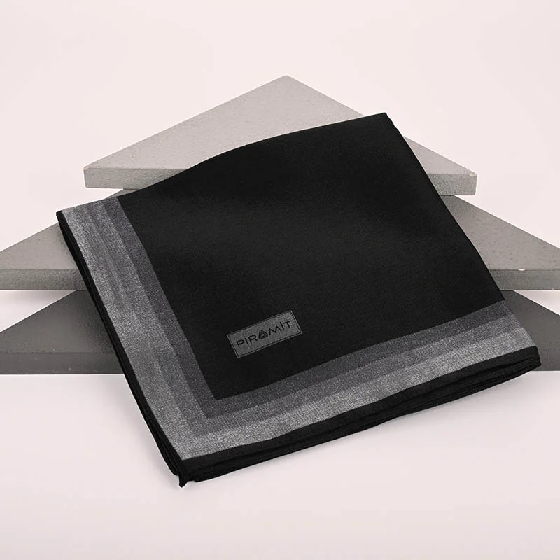 Çizgili Kehribar Eşarp - Siyah - Gri