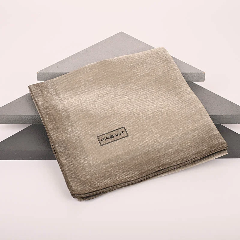 Çizgili Kehribar Eşarp - Koyu Bej