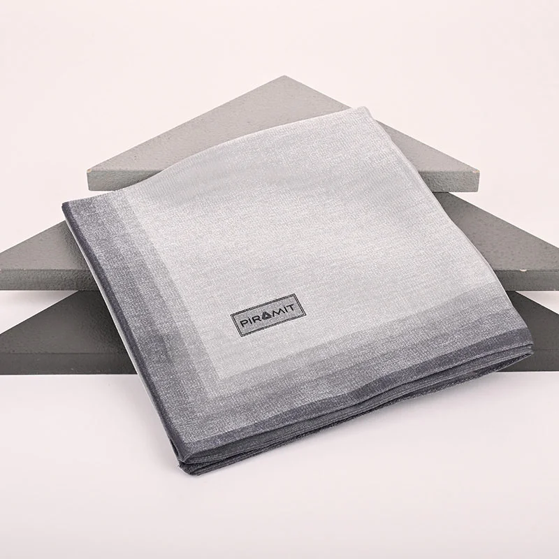 Çizgili Kehribar Eşarp - Gümüş Gri