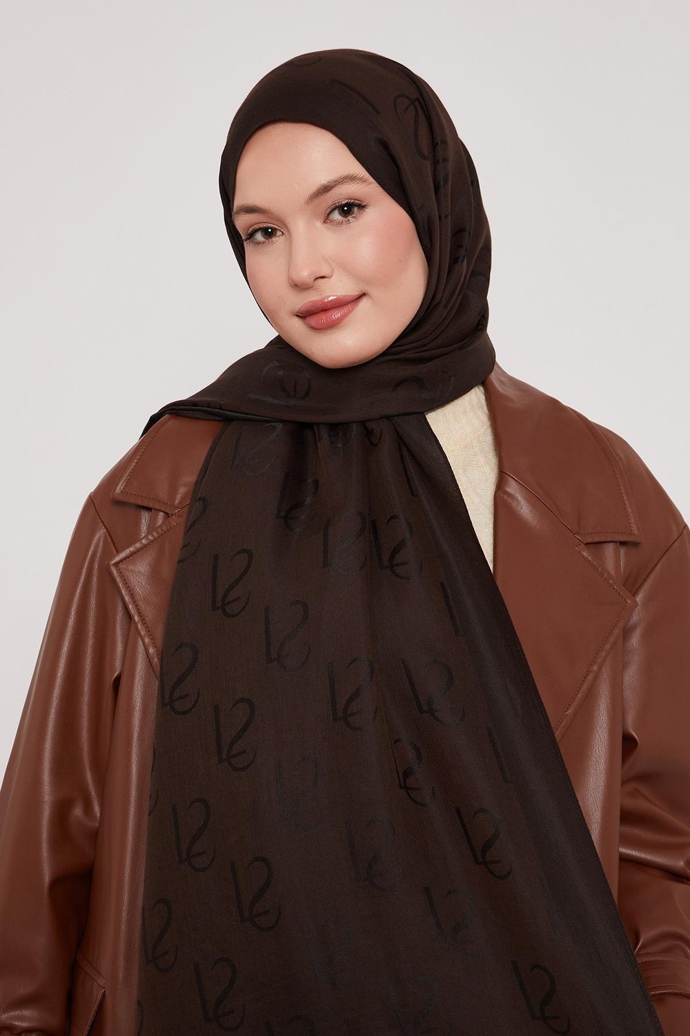 Lyocell Naia Jakarlı Şal - Acı Kahve