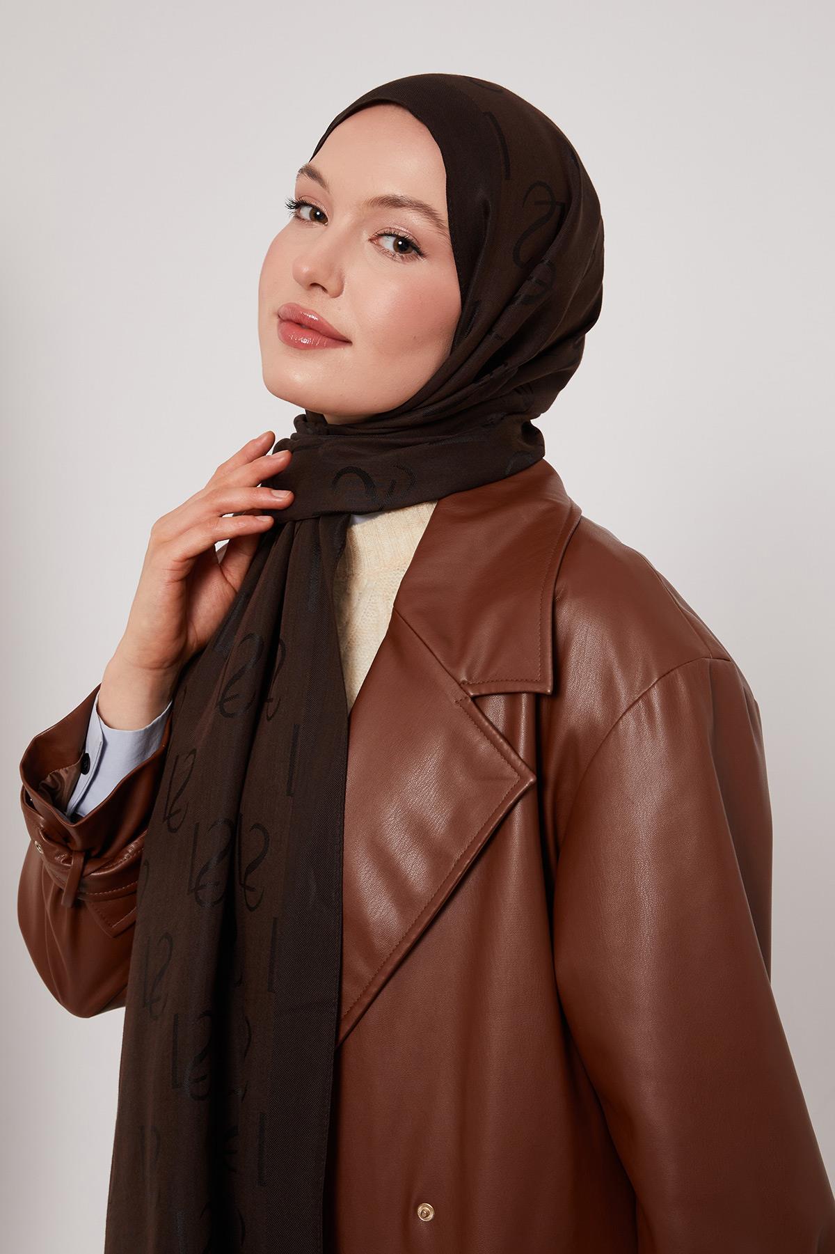 Lyocell Naia Jakarlı Şal - Acı Kahve