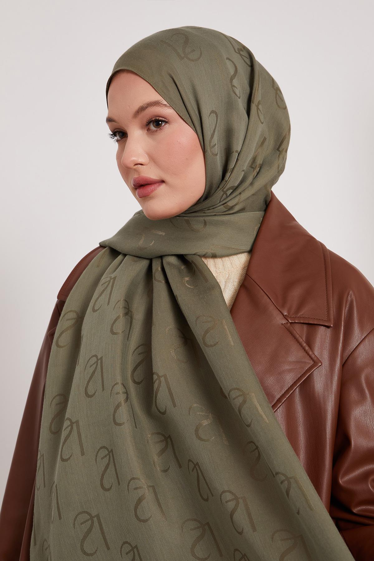 Lyocell Naia Jakarlı Şal - Yeşil Fısıltı