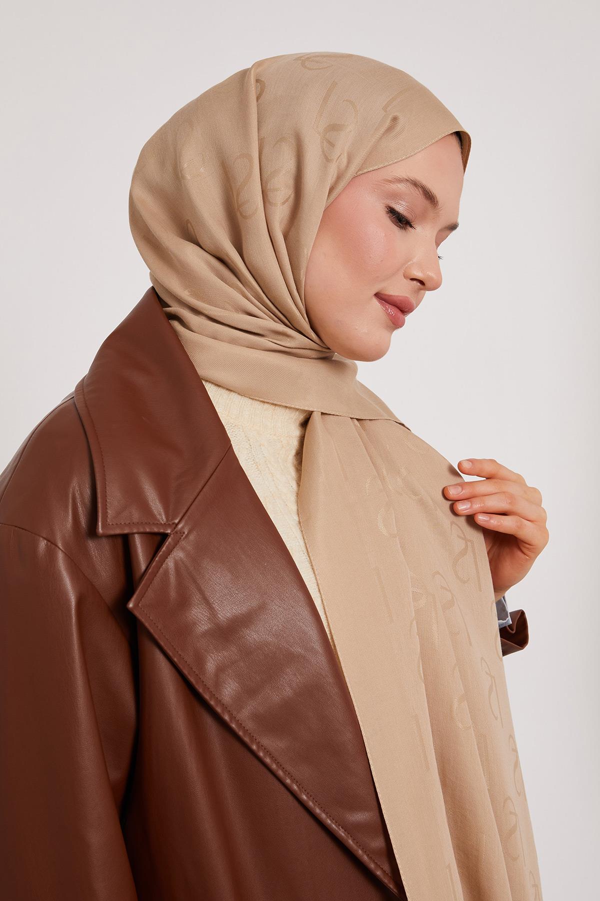 Lyocell Naia Jakarlı Şal - Bej