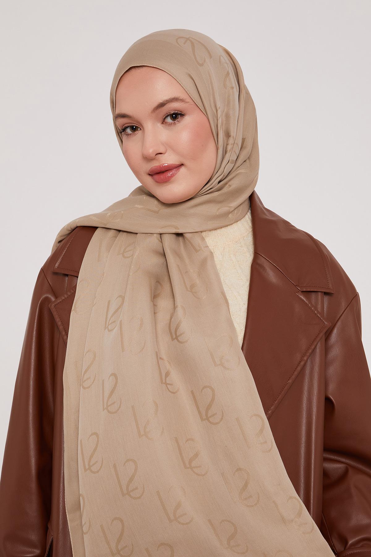 Lyocell Naia Jakarlı Şal - Zarif Vizon