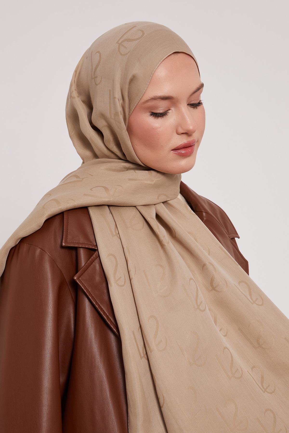 Lyocell Naia Jakarlı Şal - Zarif Vizon