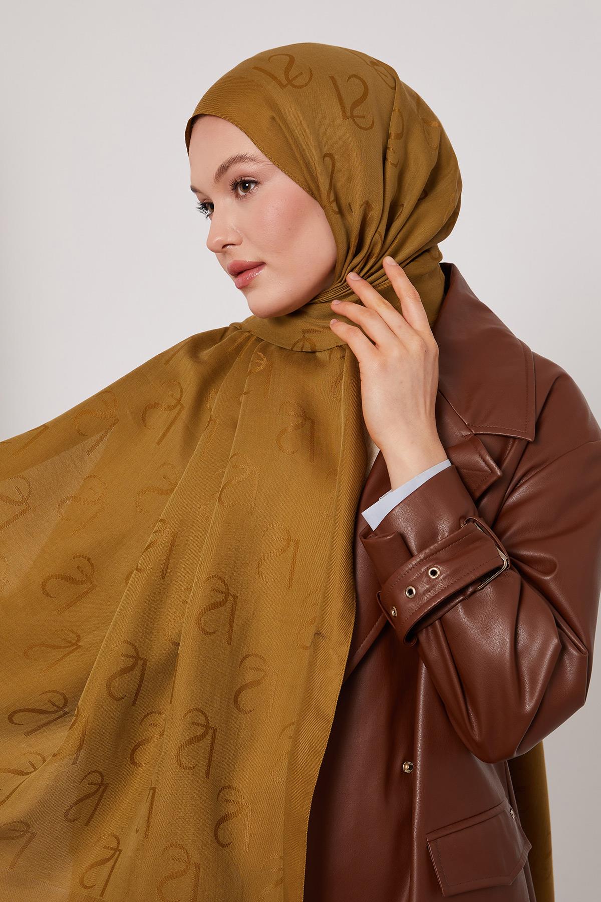 Lyocell Naia Jakarlı Şal - Yağ Yeşili