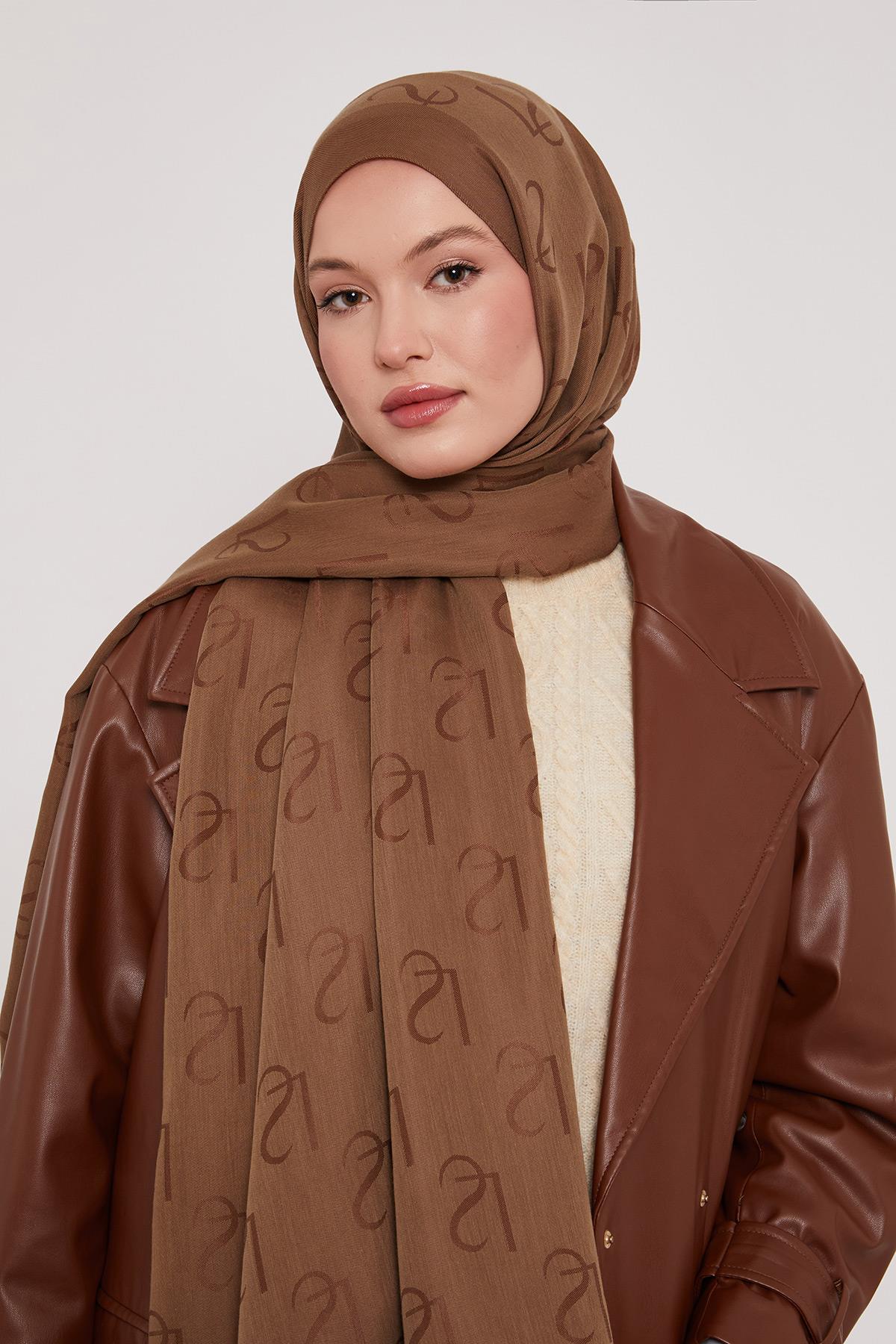 Lyocell Naia Jakarlı Şal - Sütlü Kahve