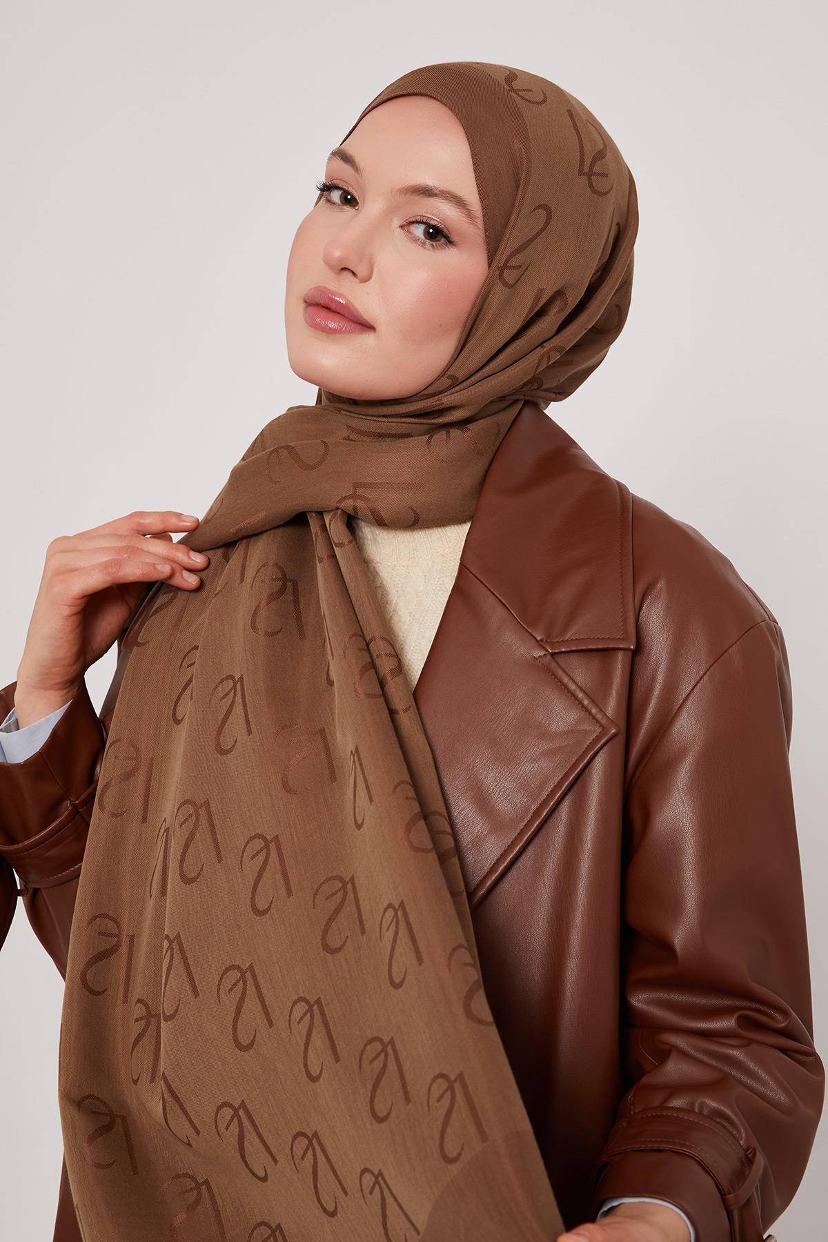 Lyocell Naia Jakarlı Şal - Sütlü Kahve