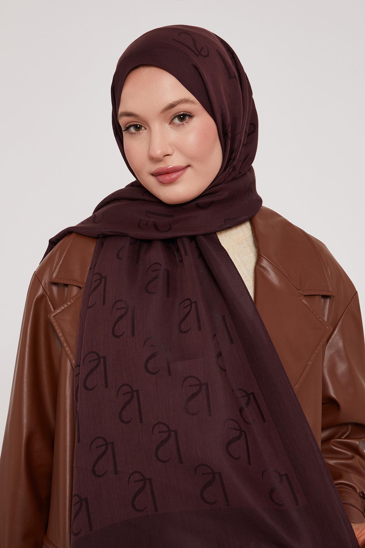 Lyocell Naia Jakarlı Şal - Dumanlı Bordo