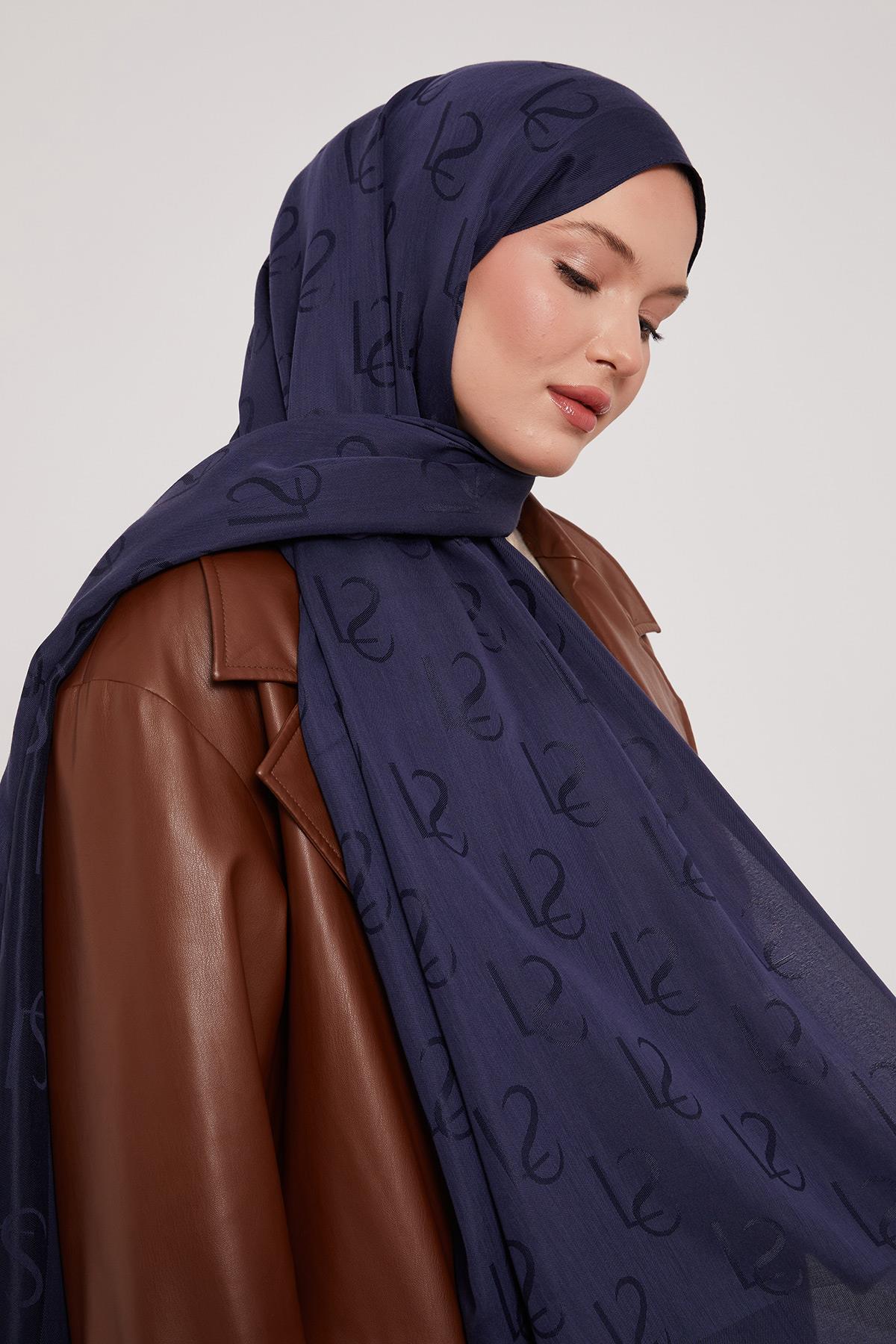 Lyocell Naia Jakarlı Şal - Yağmur Laciverti