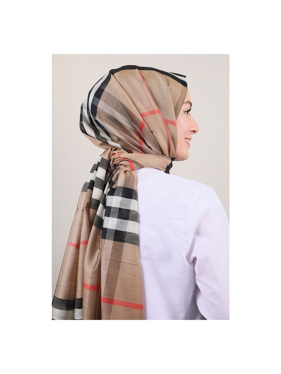 Ipek Şal - Krem-Siyah