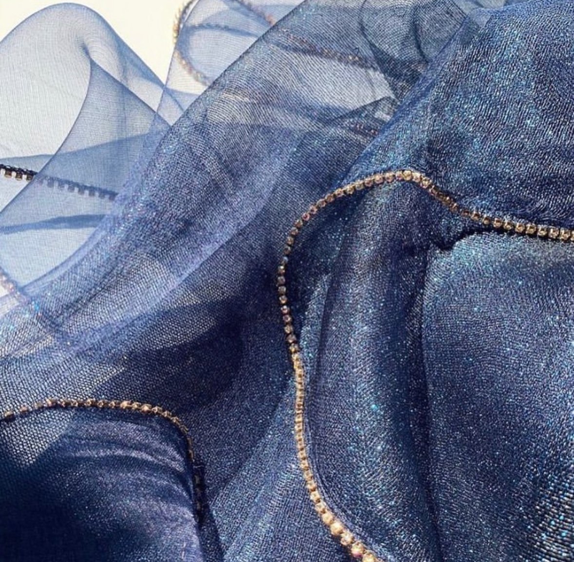 İpek Kenarı Taşlı Şal - Lacivert