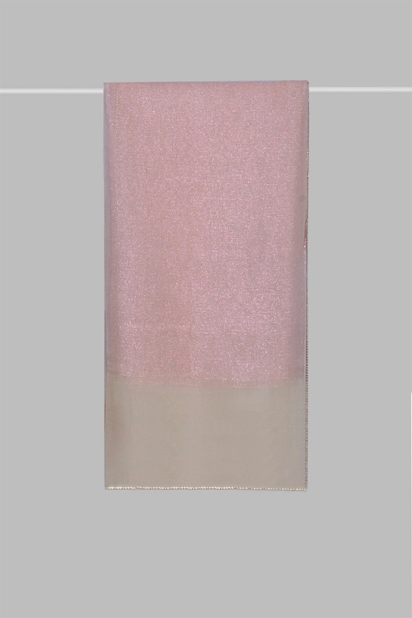 İpek Kenarı Taşlı Şal - Bej-Şeker Pembesi