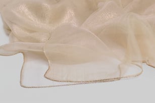 İpek Kenarı Taşlı Şal - Bej-Pudra