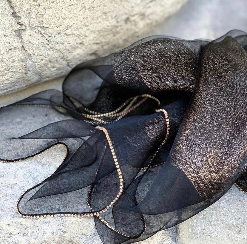 İpek Kenarı Taşlı Şal - 25